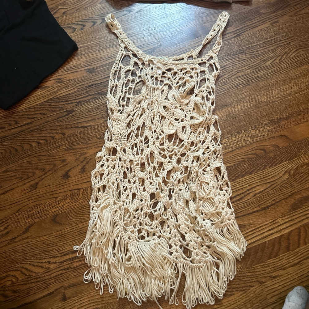 Elegant Cream Crochet Dress